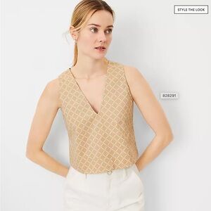 Ann Taylor Tan Geometric Tank Top